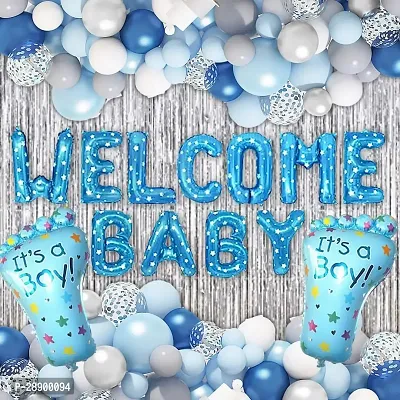 Krido New Born Baby Welcome Decorations for Boys Welcome Home Baby Decorations for Boys Newborn Homecoming Welcome Decorations Kit Pack of 48-thumb0