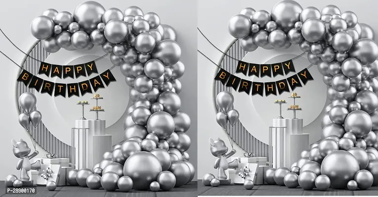 Krido Happy Birthday Decoration Kit Black Theme Birthday Decoration Items for Boys Metallic Balloons Birthday Decorations for Kids Happy Birthday Party Decorations Combo Pack of 102