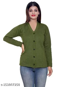 MITHITASHU Women V-Neck Full Sleeves Length Cable Button Woolen Wine Cardigan Sweater-thumb1