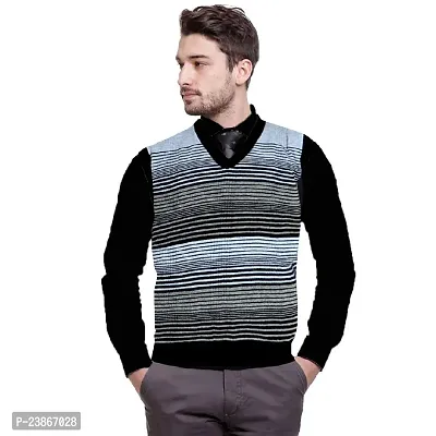 Mithitashu Mens Winter V Neck Desginer Sleeveless Woolen Multicolor Sweater-thumb0