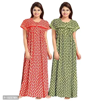 Beautiful Cotton Printed Nighty For Women Pack of 2-thumb0