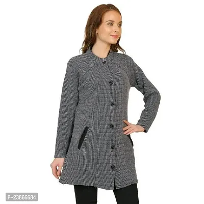 Women V-Neck mithitashu Full Sleeves Length Cable Button Woolen Wine Cardigan Sweater