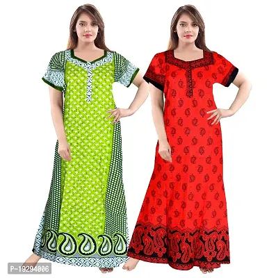 Beautiful Cotton Printed Nighty For Women Pack of 2-thumb0