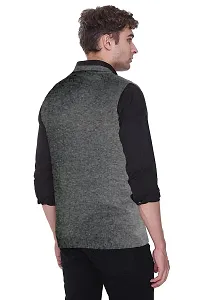 Mithitashu Mens Winter V Neck Plain Solid Sleeveless Woolen Grey Sweater-thumb1