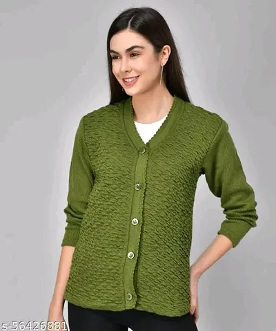 eWools Women's Wool V-Neck Cardigan