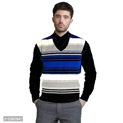 Mithitashu Mens Winter V Neck Desginer Sleeveless Woolen Multicolor Sweater-thumb0