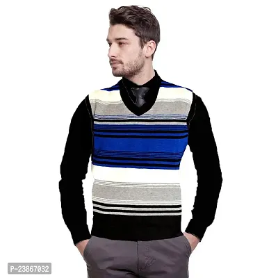 Mithitashu Mens Winter V Neck Desginer Sleeveless Woolen Multicolor Sweater