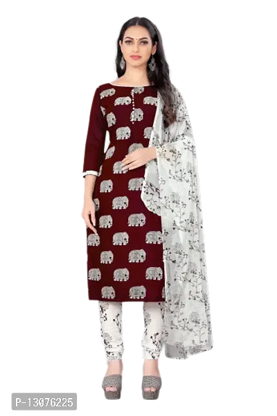 Elegant Maroon Modal Chnaderi Digital Printed Dress Material with Dupatta For Women-thumb0