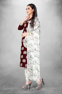 Elegant Maroon Modal Chnaderi Digital Printed Dress Material with Dupatta For Women-thumb1