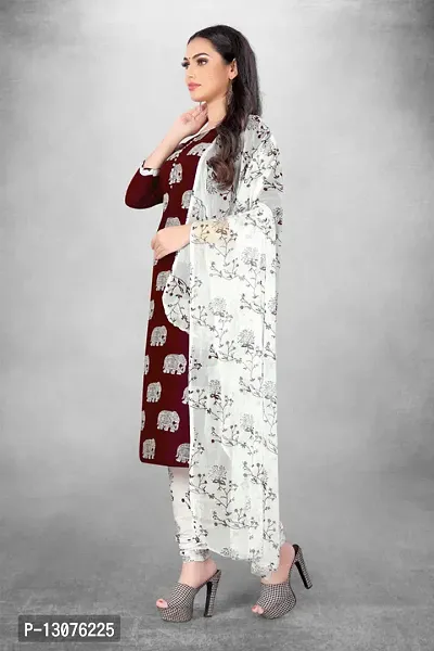 Elegant Maroon Modal Chnaderi Digital Printed Dress Material with Dupatta For Women-thumb2