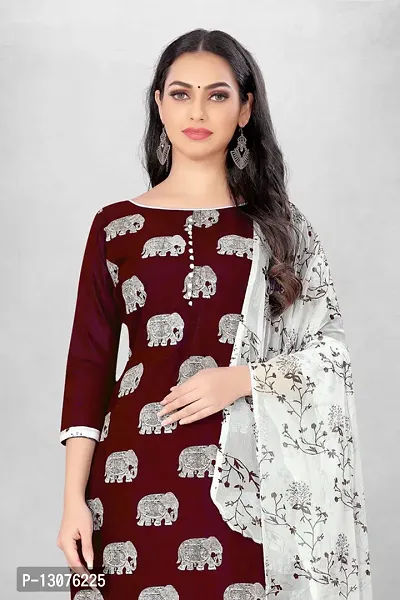 Elegant Maroon Modal Chnaderi Digital Printed Dress Material with Dupatta For Women-thumb4