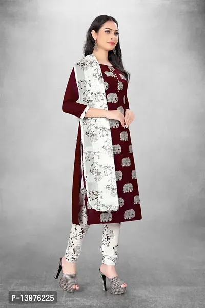 Elegant Maroon Modal Chnaderi Digital Printed Dress Material with Dupatta For Women-thumb3