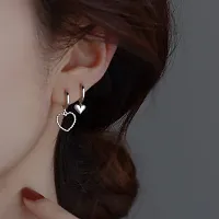 Beautiful Heart Shaped Cute Single Pair Korean Earrings  For Women-thumb1