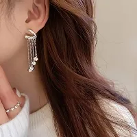 Beautiful C Shaped Rhinestone Drop Crystal Trending  Korean Earrings Pair For Women-thumb1