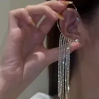 Beautiful Tassel Rhinestone Drop Single Pc Korean Earrings Earhook Earcuff For Women-thumb1