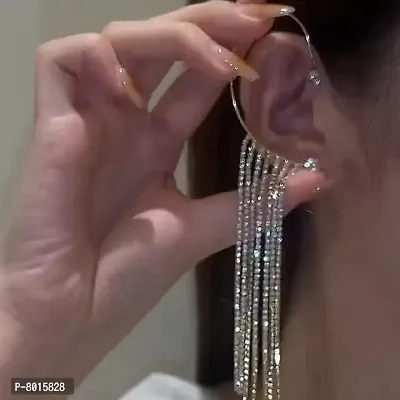 Beautiful Tassel Rhinestone Drop Single Pc Korean Earrings Earhook Earcuff For Women-thumb2