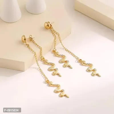 Beautiful Snake Animal Drop Chain Korean Earring Pair For Women