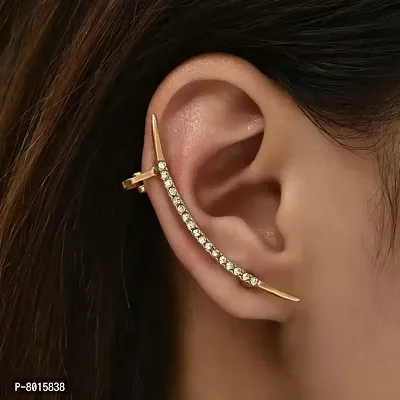 Beautiful Arch Sword Shaped Rhinestone Unique Single Piece Korean Earhook Earring For Women-thumb0