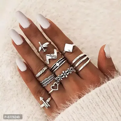 Heart Arrow Airplane Wing Ring Set of 10