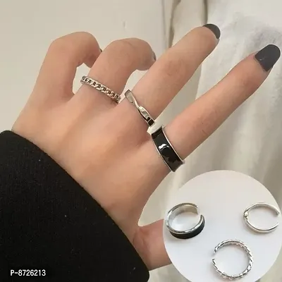 Black Animal Painted Ring Set of 3