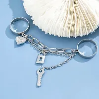 Silver Long Key Heart  BTS Inspired Chain 2 Ring Joinet Ring-thumb1