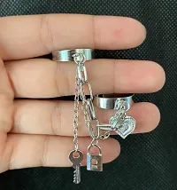 Silver Long Key Heart  BTS Inspired Chain 2 Ring Joinet Ring-thumb2