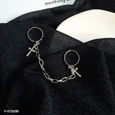 Joinet Silver Cross Punk Chain BTS Inspired Ring-thumb2