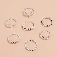Fishtail Star Triangle Wave Silver Ring Set of 7-thumb1