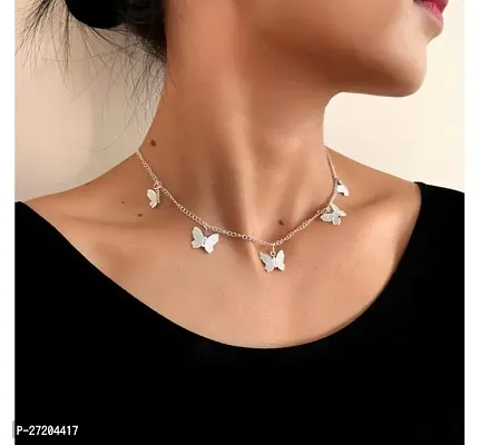Stylish White Stainless Steel Crystal Chains For Women