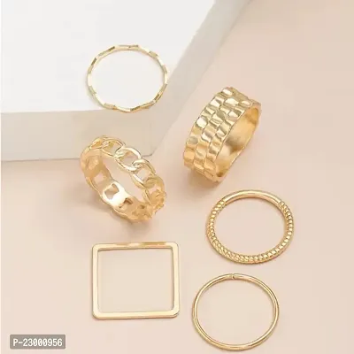 Stylish Geometrical Square Shaped High Fashion Korean Ring Set of 6-thumb2
