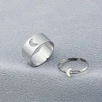 Stylish Couple Best Friend Moon Korean Silver  Ring Set of 2-thumb1
