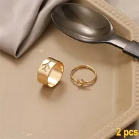 Stylish Couple Best Friend Airplane Korean Golden Ring Set of 2-thumb3