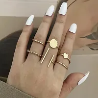 Stylish Golden Chain Diagonal Rings Set For Women Men Punk Simple Wide Chain Rings-thumb1