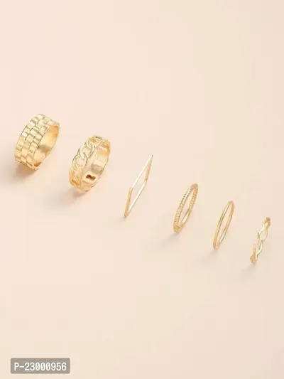 Stylish Geometrical Square Shaped High Fashion Korean Ring Set of 6-thumb3
