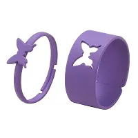 Stylish Couple Best Friend Butterfly Korean Lavender  Ring Set of 2-thumb1