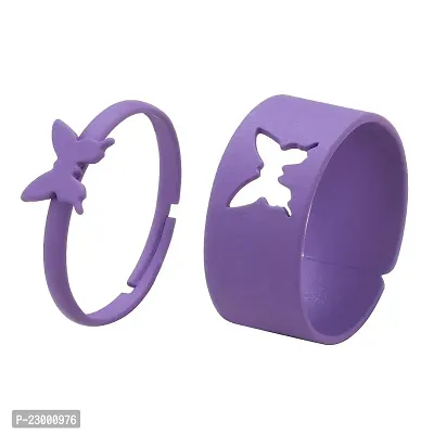 Stylish Couple Best Friend Butterfly Korean Lavender  Ring Set of 2-thumb2