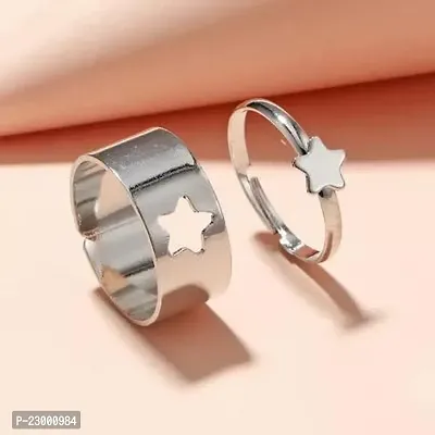 Stylish Couple Best Friend Star Silver Korean  Ring Set of 2-thumb4