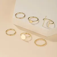 Stylish Golden Chain Diagonal Rings Set For Women Men Punk Simple Wide Chain Rings-thumb2