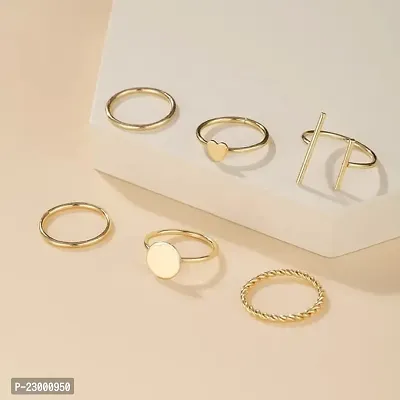 Stylish Golden Chain Diagonal Rings Set For Women Men Punk Simple Wide Chain Rings-thumb3