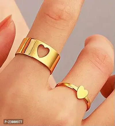 Stylish Couple Best Friend Heart Korean Golden Ring Set of 2