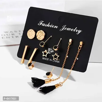 Popular Black golden earring set of 6 Earrings for women