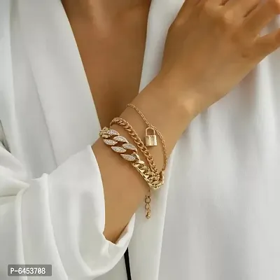 Crystal chain locket Multilayered bracelet set for women
