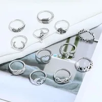 Silver infinity Airplane  moon Arrow Heart Fish Tail AMOR Cactus Leaf Wing  ring set for women-thumb1