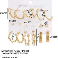 Gorgeous Golden Pearl Hoop Earrings Set of 9-thumb3