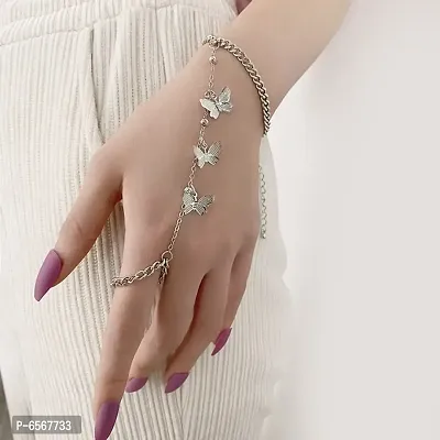 Butterfly Silver Charm Bracelet Ring