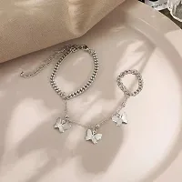 Butterfly Silver Charm Bracelet Ring-thumb1