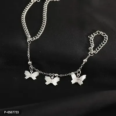 Butterfly Silver Charm Bracelet Ring-thumb3