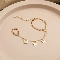 Golden Butterfly Charm Bracelet Ring-thumb2