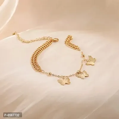Golden Butterfly Charm Bracelet Ring-thumb4