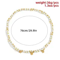 White Golden Beads Butterfly Adjustable Korean Waist Belly Chain Belt-thumb1